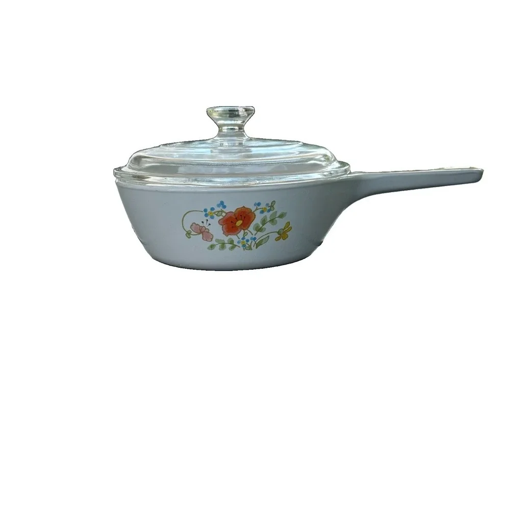 Vintage Wildflower Corning Ware 1 Pt Casserole Baking Dish W/Handle & Lid Retro